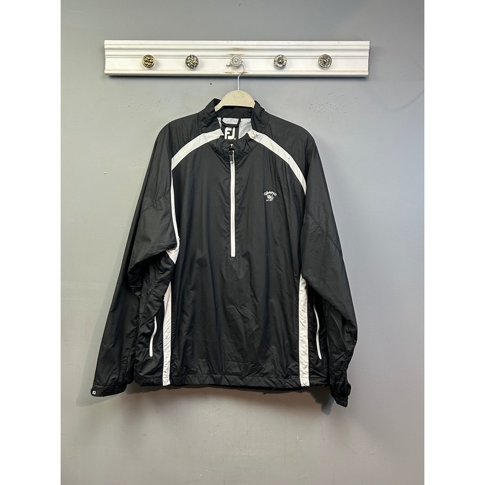 FootJoy Windbreaker Men XL Black Bluegrass Cup Golf 1/4 Zip Pullover Jacket